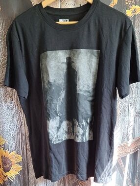 Disguise Black Short Sleeve Tee with Monochrome Cowboy Graphic